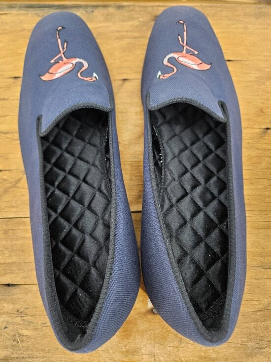 Brooks Brothers Peal & Co Embroidered Flamingo Loafers Mens 11.5 Blue Slipper main image 6